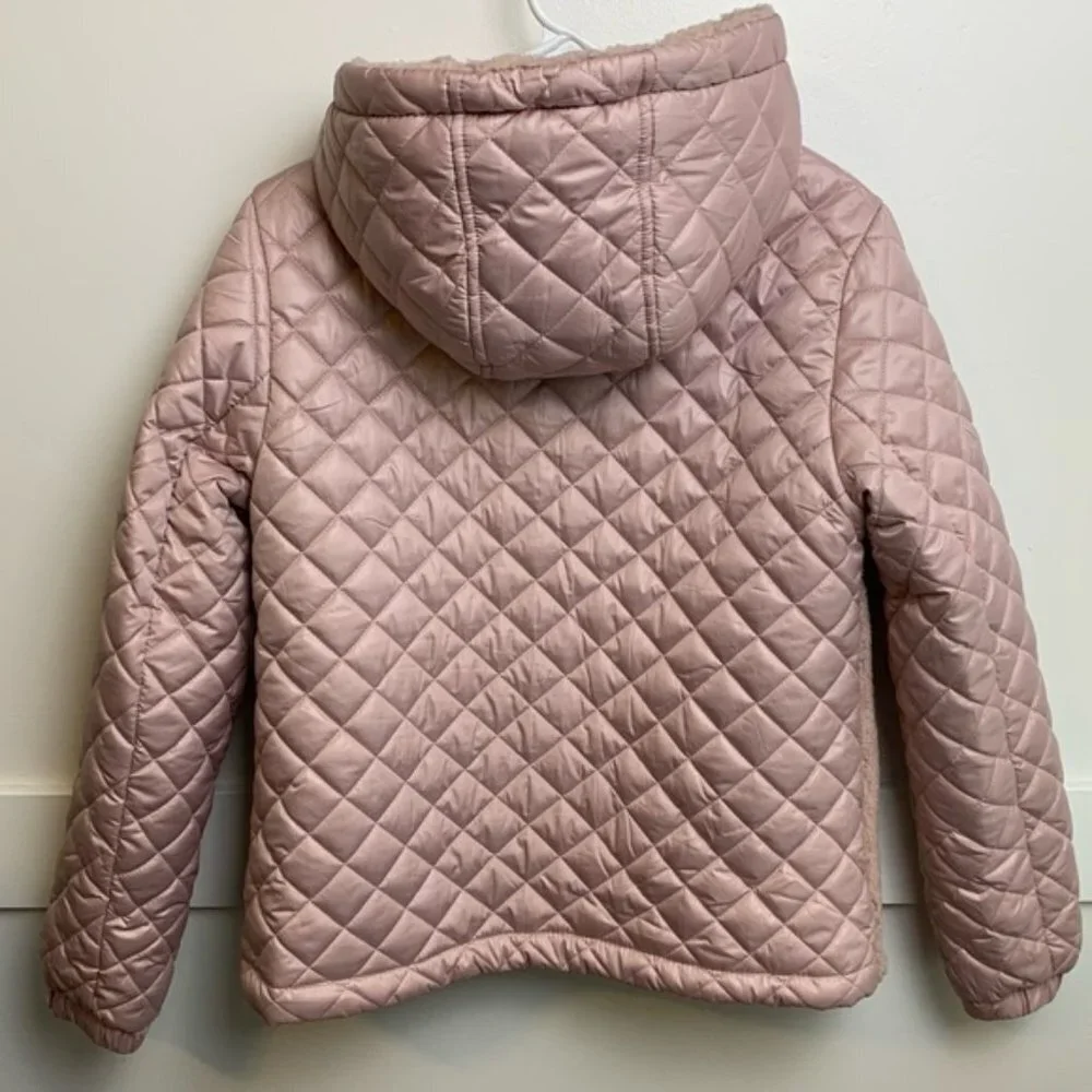 Kate Spade Light Pink Mixed Media Hooded Quilt Coat